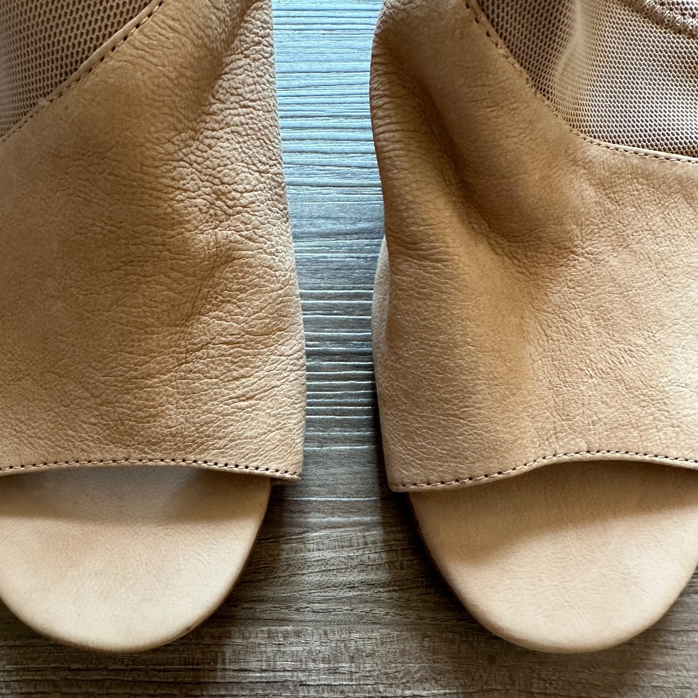 Eileen Fisher Luca Easy Block Suede Leather Sling Back Low Heels Shoes Nude 10 - Picture 3 of 7